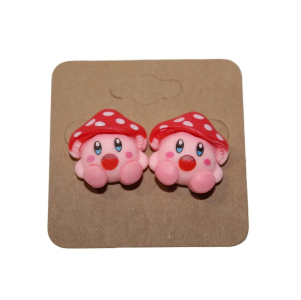 Video Game Kirby Mushroom Earrings - Picture 2 of 10